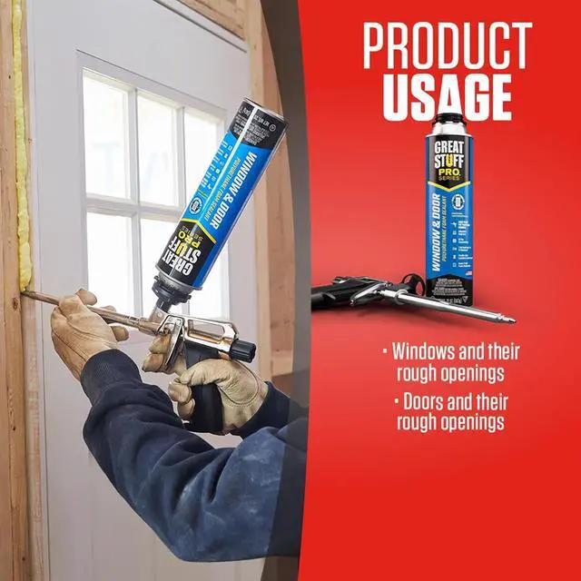 Alt view image 4 of 6 - Window & Door 20 oz Complete Kit 12-Pack Foam Sealant with AWF PRO 8 in PTFE Coated Professional Spray Foam Gun & 2 Cans of Cleaner