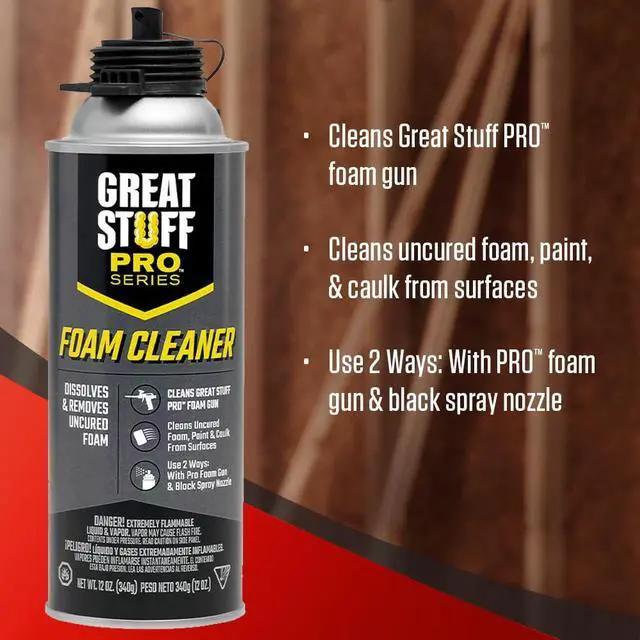 Alt view image 6 of 6 - Window & Door 20 oz Complete Kit 12-Pack Foam Sealant with AWF PRO 8 in PTFE Coated Professional Spray Foam Gun & 2 Cans of Cleaner