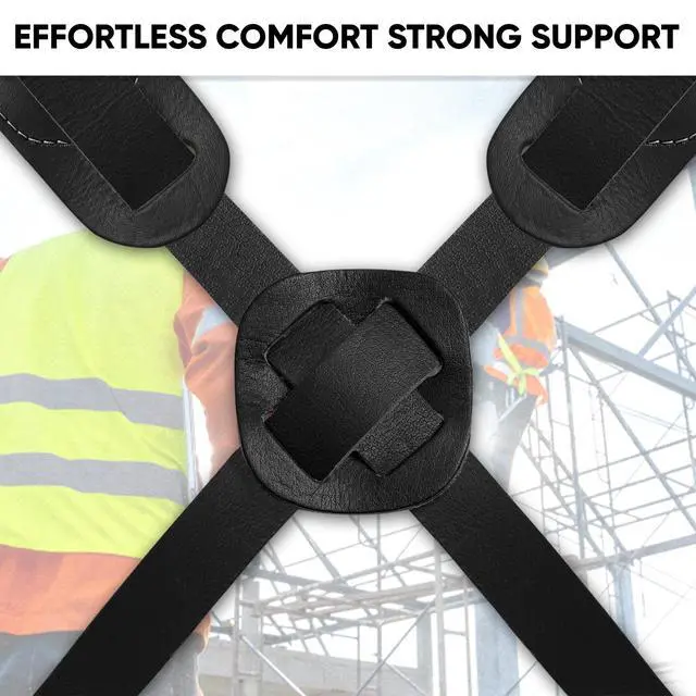 Alt view image 5 of 6 - Tool Belt for Men made with Heavy Duty 1680-D Double Layer Nylon & Grain Leather comes with Suspender, Adjustable Padded Belt, 19 Pockets pouches, and a Hammer Holder | Framers, Construction