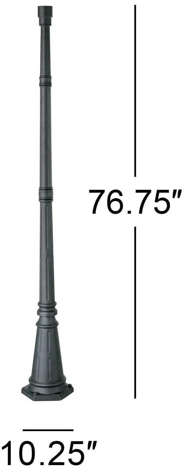 Alt view image 4 of 5 - Hepworth Traditional Outdoor Light Post and Cap Base Black Iron Aluminum Pole 76 3/4" Accessory for Exterior House Porch Patio Garage Yard Garden Driveway Home Lawn Walkway