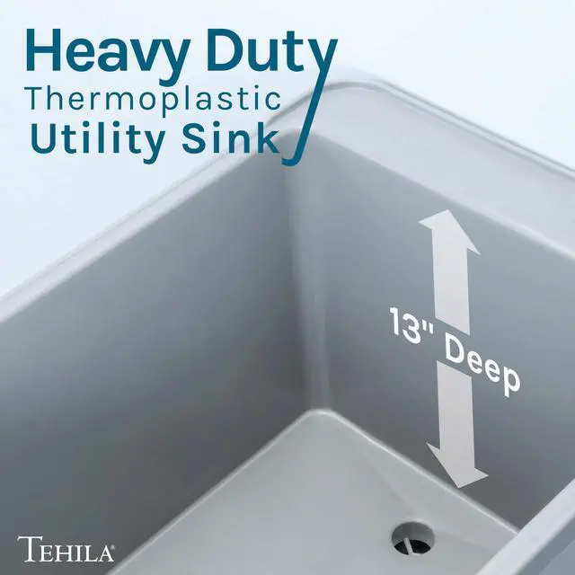 Alt view image 3 of 6 - Grey Space Saver Utility Sink by, Freestanding Tehila Space Saving Laundry Tub, Chrome Gooseneck Faucet with Side Sprayer