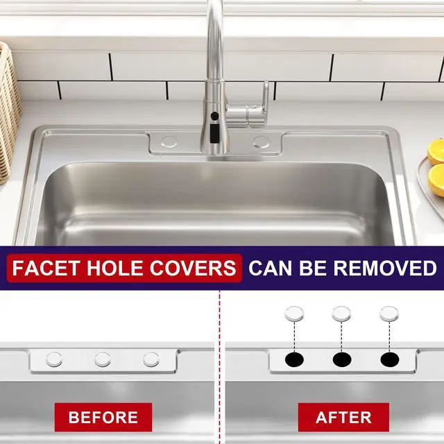 Alt view image 5 of 6 - 33x22 Drop In Single Bowl 33 Inch Topmount Kitchen Sink | 304 Stainless Steel, 18 Gauge Thickness, Three Holes with Cover, U Channel for Fixed, Strainer Included, 33" x 22" x 9"