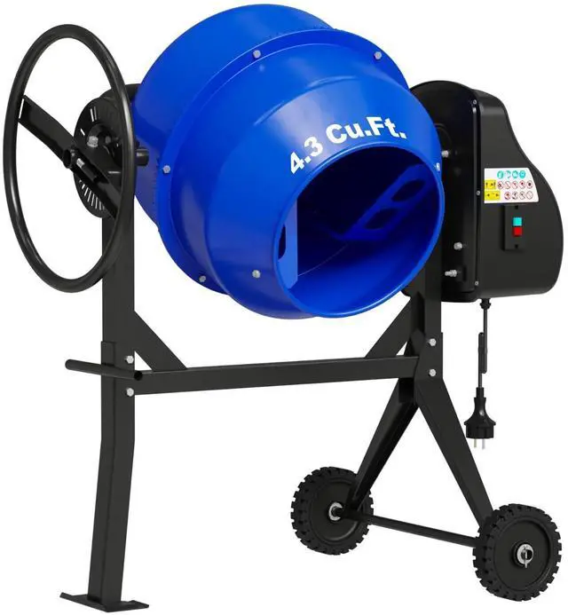 Main image of Electric Cement Mixer, 4.3 Cu.Ft. 450W 3/5HP Portable Concrete Mixer Machine with Wheels & Stand Steel for Stucco, Mortar, Feed Mixing, Ideal for Construction & Farm Use, Blue