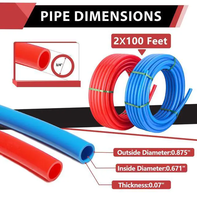 Alt view image 2 of 6 - PEX-b 3/4 Inch Tubing/Pipe NSF Certified For Potable Water, 2 Rolls X 100 Feet (200 ft) for Potable Water-for Hot/Cold Water-Plumbing and Radiant Heating Applications, Pipe Cutter,(AB-4)