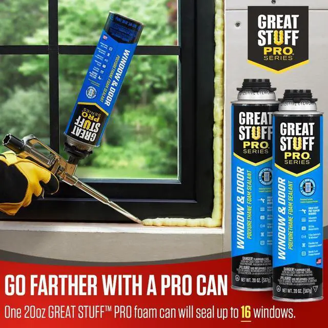 Alt view image 5 of 6 - Window & Door 20 oz Complete Kit 12-Pack Foam Sealant with AWF PRO 8 in Professional Spray Foam Gun & 2 Cans of Cleaner