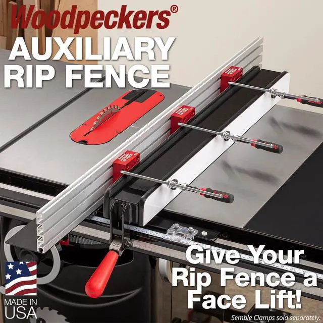 Alt view image 2 of 6 - Auxiliary Rip Fence, 48 Inch Table Saw Fence Extension, Infeed or Outfeed Material Support, T-Track Slots, Clamping Blocks - ARF-48