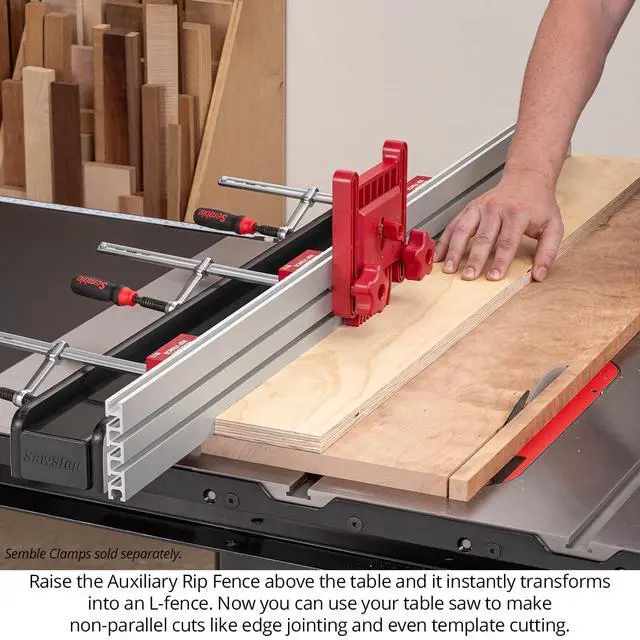 Alt view image 3 of 6 - Auxiliary Rip Fence, 48 Inch Table Saw Fence Extension, Infeed or Outfeed Material Support, T-Track Slots, Clamping Blocks - ARF-48