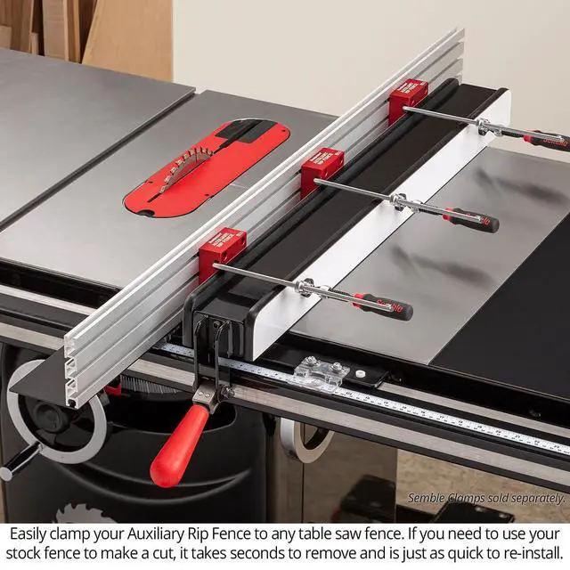 Alt view image 4 of 6 - Auxiliary Rip Fence, 48 Inch Table Saw Fence Extension, Infeed or Outfeed Material Support, T-Track Slots, Clamping Blocks - ARF-48