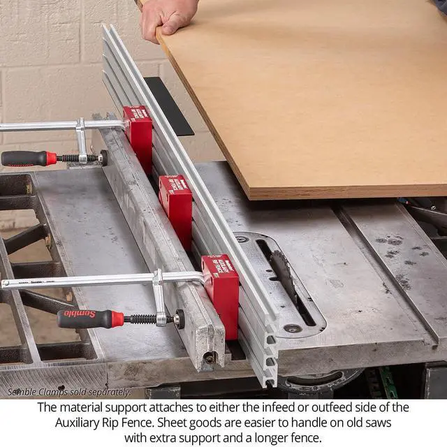 Alt view image 6 of 6 - Auxiliary Rip Fence, 48 Inch Table Saw Fence Extension, Infeed or Outfeed Material Support, T-Track Slots, Clamping Blocks - ARF-48