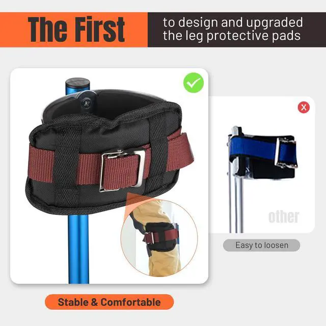 Alt view image 3 of 6 - Drywall Stilts 16" - 24" Adjustable Aluminum Drywall Tools with Comfort Leg Pads for Sheetrock Painting Parade Costume Cleaning String Light Decor - 1 Pair of Blue Stilts