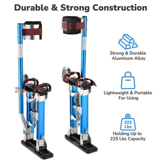 Alt view image 6 of 6 - Drywall Stilts 16" - 24" Adjustable Aluminum Drywall Tools with Comfort Leg Pads for Sheetrock Painting Parade Costume Cleaning String Light Decor - 1 Pair of Blue Stilts