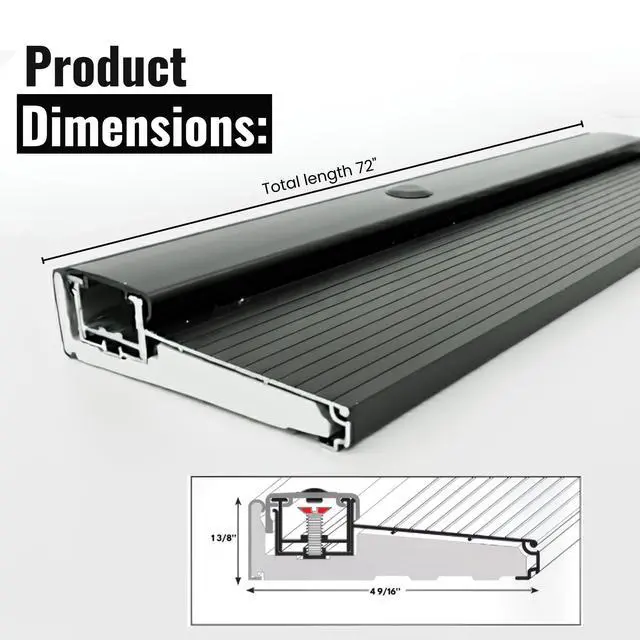 Alt view image 3 of 6 - KC Hardware Black Adjustable Aluminum Threshold, Short Width, Hidden Screw Design, Heavy-Duty Exterior Door Threshold for Residential & Commercial Doorways, Adapts Seamlessly to Door Height (72 Inch)
