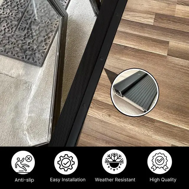 Alt view image 5 of 6 - KC Hardware Black Adjustable Aluminum Threshold, Short Width, Hidden Screw Design, Heavy-Duty Exterior Door Threshold for Residential & Commercial Doorways, Adapts Seamlessly to Door Height (72 Inch)