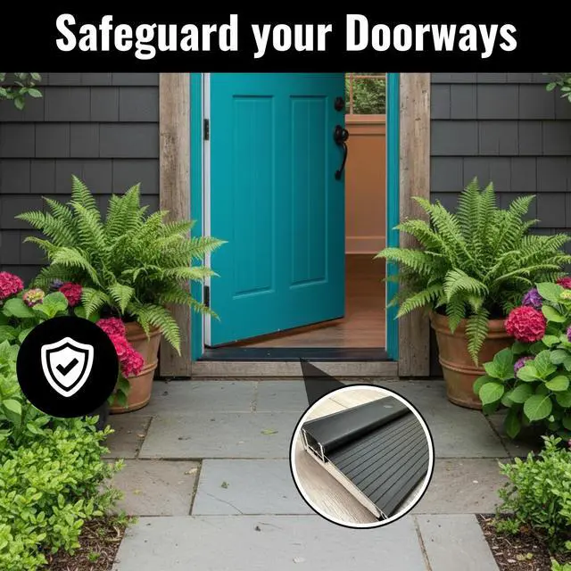 Alt view image 6 of 6 - KC Hardware Black Adjustable Aluminum Threshold, Short Width, Hidden Screw Design, Heavy-Duty Exterior Door Threshold for Residential & Commercial Doorways, Adapts Seamlessly to Door Height (72 Inch)