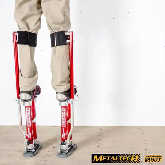 Alt view image 2 of 6 - I-BMDS2440 BuildMan Grade 24-in. to 40-in. Drywall Stilts 2-Pack, Anodized Aluminum Stilts for Adults, Drywall Tools for Home Improvement, Paint Stilts with Anti-Fatigue Comfort Straps