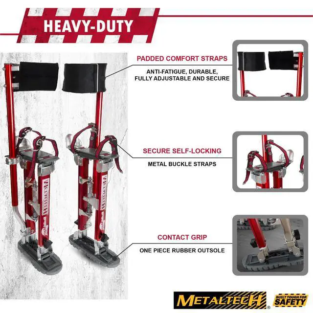 Alt view image 3 of 6 - I-BMDS2440 BuildMan Grade 24-in. to 40-in. Drywall Stilts 2-Pack, Anodized Aluminum Stilts for Adults, Drywall Tools for Home Improvement, Paint Stilts with Anti-Fatigue Comfort Straps