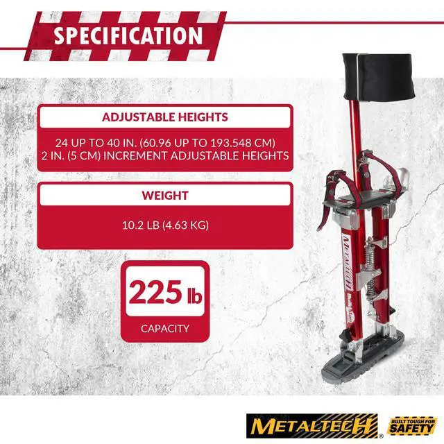 Alt view image 4 of 6 - I-BMDS2440 BuildMan Grade 24-in. to 40-in. Drywall Stilts 2-Pack, Anodized Aluminum Stilts for Adults, Drywall Tools for Home Improvement, Paint Stilts with Anti-Fatigue Comfort Straps
