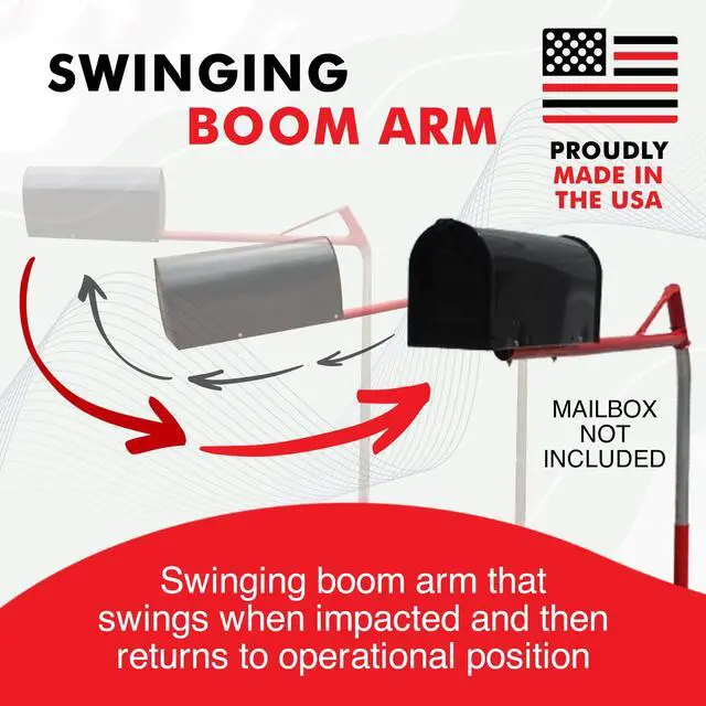 Alt view image 2 of 6 - Mailbox Support Post with Swinging Boom Arm, No Dig Post, Galvanized Steel, Ideal for Both Rural and Residential, for All Mailbox Sizes (Accessories Sold Separately), 40 inch (Black)