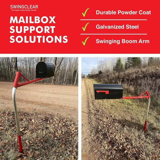 Alt view image 6 of 6 - Mailbox Support Post with Swinging Boom Arm, No Dig Post, Galvanized Steel, Ideal for Both Rural and Residential, for All Mailbox Sizes (Accessories Sold Separately), 40 inch (Black)