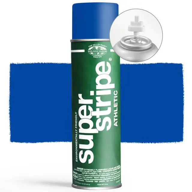 Alt view image 2 of 6 - Fox Valley Athletic Blue Field Marking Spray Paint - 18 oz (Pack of 12), Easy-to-Use Water-Based Grass and Turf Field Marking Paint - Ideal for Tennis, Basketball Courts and Athletic Fields