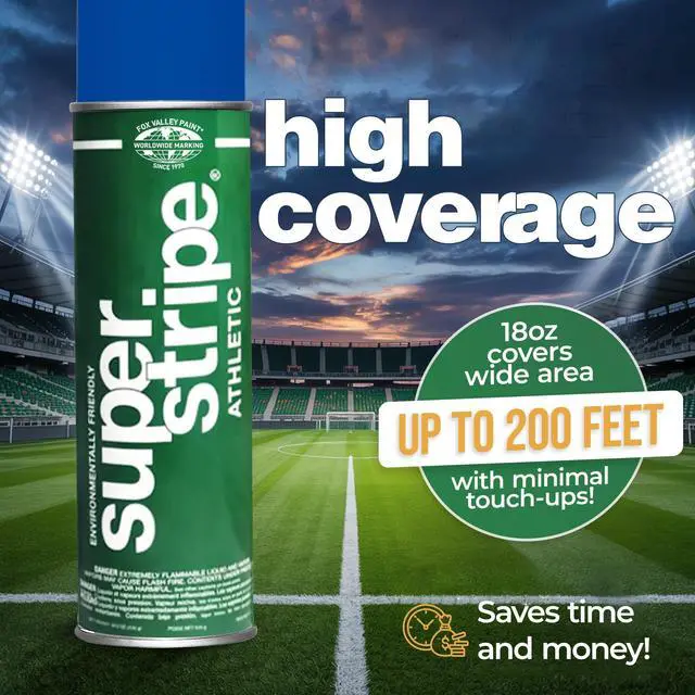 Alt view image 6 of 6 - Fox Valley Athletic Blue Field Marking Spray Paint - 18 oz (Pack of 12), Easy-to-Use Water-Based Grass and Turf Field Marking Paint - Ideal for Tennis, Basketball Courts and Athletic Fields