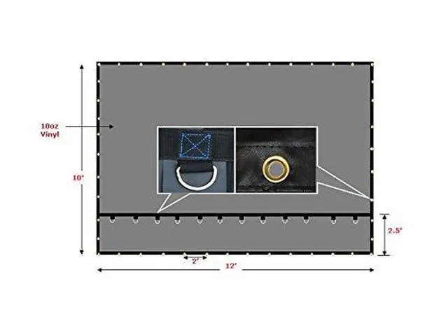Alt view image 3 of 6 - 2 Pack 10'x12' Heavy Duty Smoke Tarp for Flatbed Truck - 18 Ounce Vinyl - Load Covering Tarp Protects Your Cargo from Exhaust Smoke & Dirt - Water Resistant