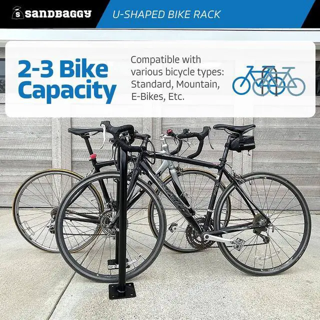 Alt view image 4 of 6 - In Ground Bike Rack | U Shaped, Commercial, Outdoor, 1 Loop, Steel | Black, 14.5" x 34" (2)