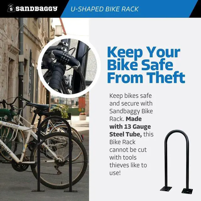 Alt view image 5 of 6 - In Ground Bike Rack | U Shaped, Commercial, Outdoor, 1 Loop, Steel | Black, 14.5" x 34" (2)