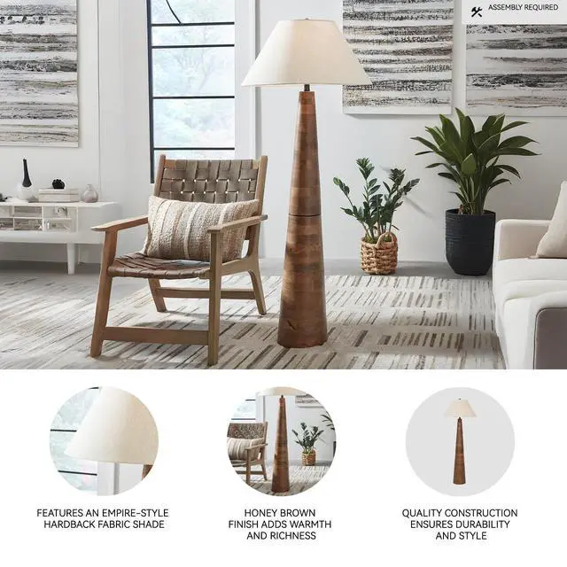 Alt view image 3 of 6 - Danset Contemporary Wood Floor Lamp with 3-Way Switch, Light Brown