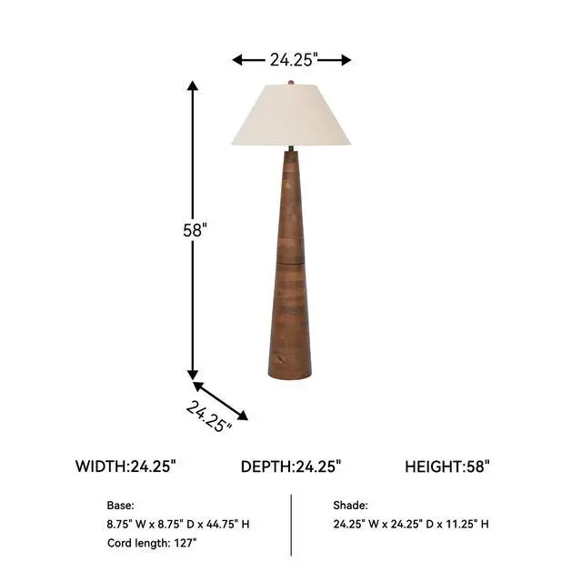 Alt view image 5 of 6 - Danset Contemporary Wood Floor Lamp with 3-Way Switch, Light Brown