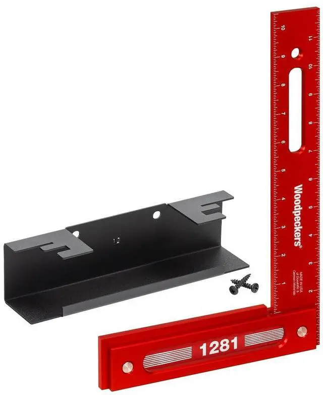 Main image of Precision Woodworking Square, 12 Inch, Aluminum, USA Made, Feature Packed Square, Self Standing, Shoulder Lip, Laser Engraved Scales