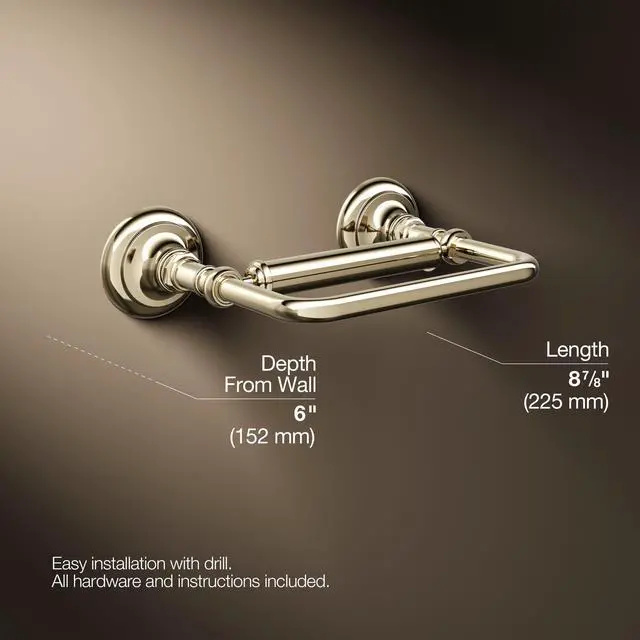 Alt view image 4 of 6 - K72573-AF Artifacts Single Bar Horizontal Tissue Holder Vibrant French Gold