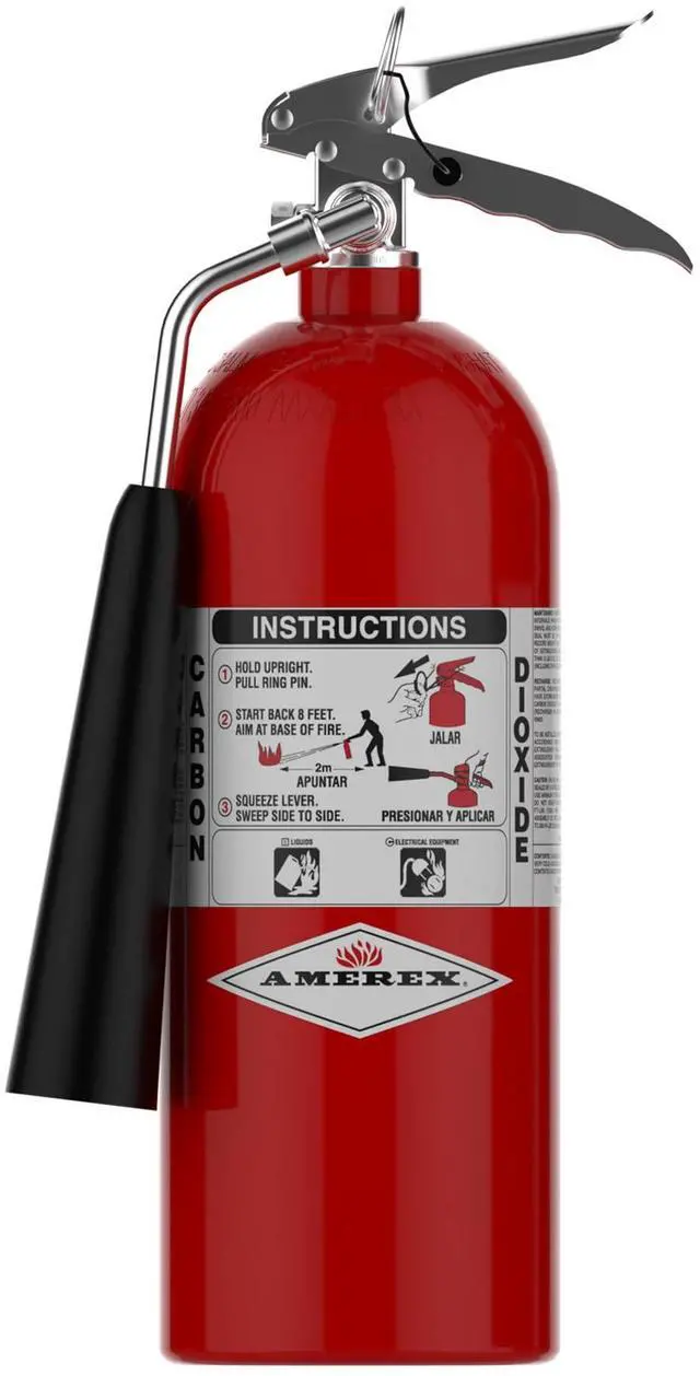 Main image of 322 5lb CO2 Fire Extinguisher with Chrome Plated Brass Valve and Wall Hanger
