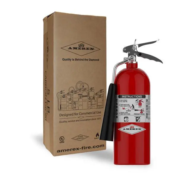 Alt view image 5 of 5 - 322 5lb CO2 Fire Extinguisher with Chrome Plated Brass Valve and Wall Hanger