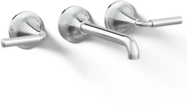 Main image of T26439-4-CP Tone Wall-Mount Bathroom Sink Faucet Set, Bathroom Faucet with Two Lever Handles, Polished Chrome