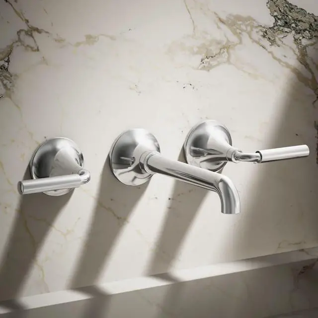 Alt view image 2 of 6 - T26439-4-CP Tone Wall-Mount Bathroom Sink Faucet Set, Bathroom Faucet with Two Lever Handles, Polished Chrome