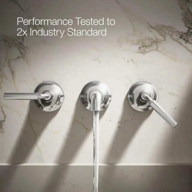 Alt view image 3 of 6 - T26439-4-CP Tone Wall-Mount Bathroom Sink Faucet Set, Bathroom Faucet with Two Lever Handles, Polished Chrome