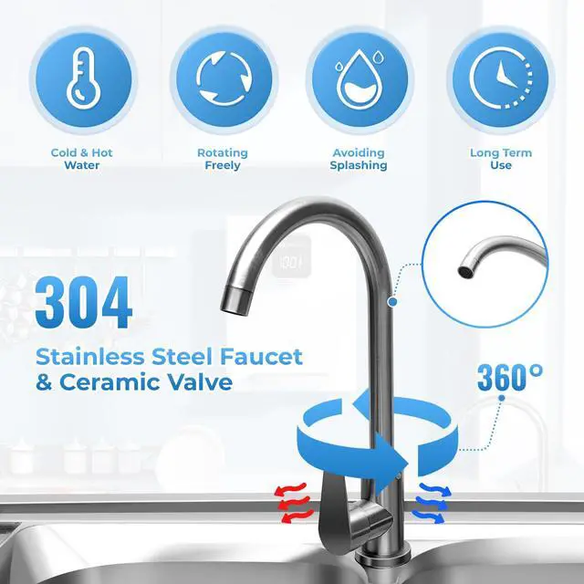 Alt view image 3 of 6 - 304 Stainless Steel Prep & Utility Sink Free Standing Outdoor Sink, Dual Bowl Commercial Kitchen Sink 2 Compartment for Restaurant, Kitchen, Outdoor (US Stock)