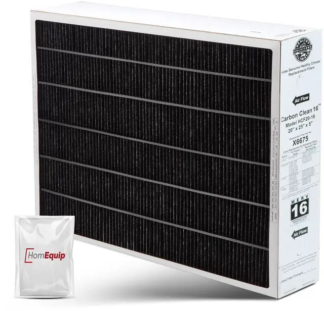 Main image of Lennox 20x25x5 Furnace Filter, X6675 Filter Replacement, Merv 16 Carbon Clean with Disposal Bag 1-Pack (Actual Size: 19.8 x 24.8 x 4.3 Inches)