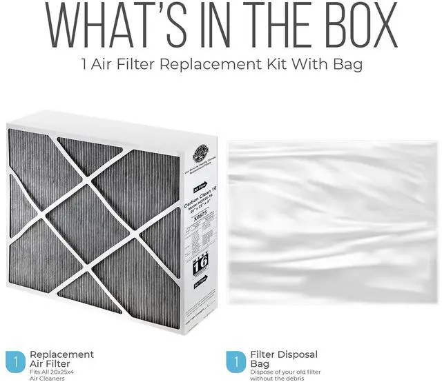 Alt view image 5 of 6 - Lennox 20x25x5 Furnace Filter, X6675 Filter Replacement, Merv 16 Carbon Clean with Disposal Bag 1-Pack (Actual Size: 19.8 x 24.8 x 4.3 Inches)