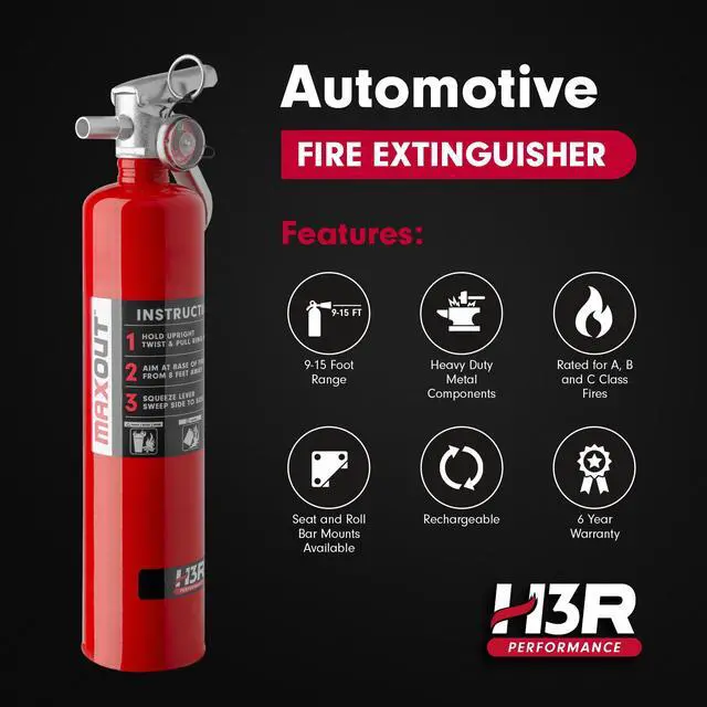 Alt view image 2 of 6 - MaxOut ABC Fire Extinguisher for Vehicle, Marine & Home Safety | Car, Truck, Off-Road, UTV, RV, Boat | Refillable Dry Chemical | Mounting Bracket | UL Listed, USCG Approved | 2.5 lbs Red