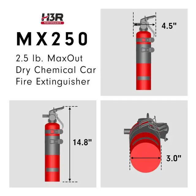 Alt view image 5 of 6 - MaxOut ABC Fire Extinguisher for Vehicle, Marine & Home Safety | Car, Truck, Off-Road, UTV, RV, Boat | Refillable Dry Chemical | Mounting Bracket | UL Listed, USCG Approved | 2.5 lbs Red