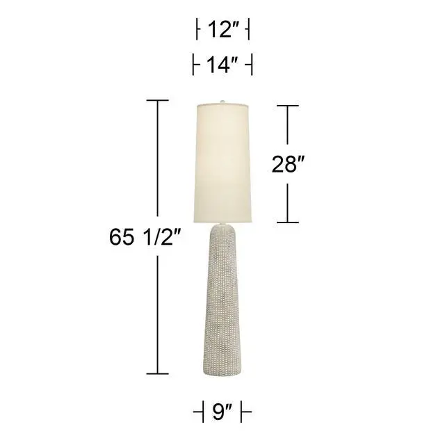Alt view image 4 of 6 - Leisa Mid Century Modern Coastal Southwest Bohemian 64 1/2" Tall Standing Floor Lamp Foot Switch Natural Hammered Pattern Living Room Bedroom House Reading Office Home Décor