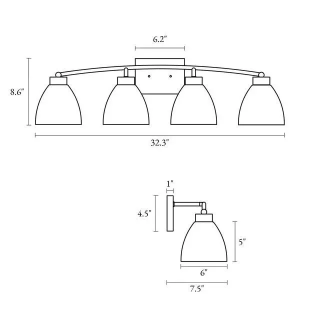 Alt view image 5 of 6 - Bathroom Light Fixtures, 4-Light Black and Plating Brass Vanity Lights for Bathroom, 32.3 Large Modern Bathroom Lighting Lights Over Mirror with Clear Glass Shade