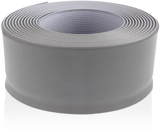 Alt view image 2 of 6 - Gray Vinyl Wall Base Ultra Thick (1/8 inch), 6 inch X 80 ft Non Glued Wall Base Trim Durable and Flexible - Easy Install Vinyl Floor Base that Resists Scuffing and Cracking