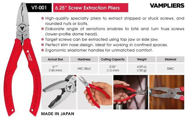 Alt view image 5 of 6 - 4-PC Screw Extractor Pliers Gift Set. Made in Japan. 8" Linesman, 7.5" Long Nose, 6.25" Multipurpose & 5" Mini Pliers. Remove any Stripped/Damaged/Rusted Screws
