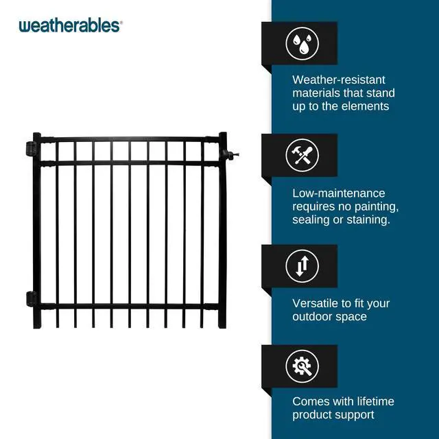 Alt view image 3 of 6 - Livingston Aluminum Gate Kit DIY Kit for Backyard and Garden Fencing, Made with Durable Powder-Coated Aluminum that Combats Rust, Fading, and Corrosion (4 Wide Gate Kit)