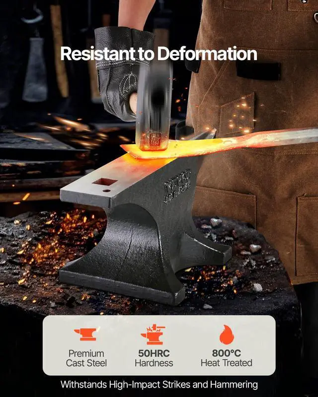Alt view image 2 of 6 - Single Horn Anvil, 55lbs Cast Steel Anvil, High Hardness Rugged Round Horn Anvil for Blacksmiths, with Large Countertop and Stable Base, Metal Working Tool for Metal Bending, Shaping, Twisting
