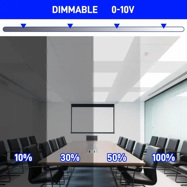 Alt view image 3 of 6 - 2x4 LED Flat Panel Light, DLC Listed, 0-10V Dimmable, 40/50/60W & CCT 4000K/5000K/6500K Selectable, Drop Ceiling Recessed Fixture for Office,Classroom,Hospital,Retail,Garage,115LM/W, 6 Pack