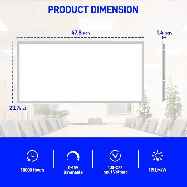 Alt view image 5 of 6 - 2x4 LED Flat Panel Light, DLC Listed, 0-10V Dimmable, 40/50/60W & CCT 4000K/5000K/6500K Selectable, Drop Ceiling Recessed Fixture for Office,Classroom,Hospital,Retail,Garage,115LM/W, 6 Pack